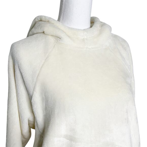 Hollister Cream Microfleece Fleece Hoodie Sweatshirt Pockets XS - Picture 2 of 9